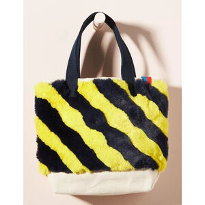 Kule Faux Fur USA made Yellow Blue Bucket Bag